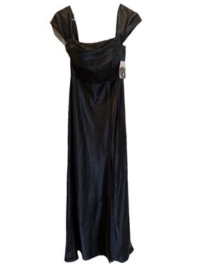 Birdy Grey Mia Dress Shiny Satin Black Size Small NWT